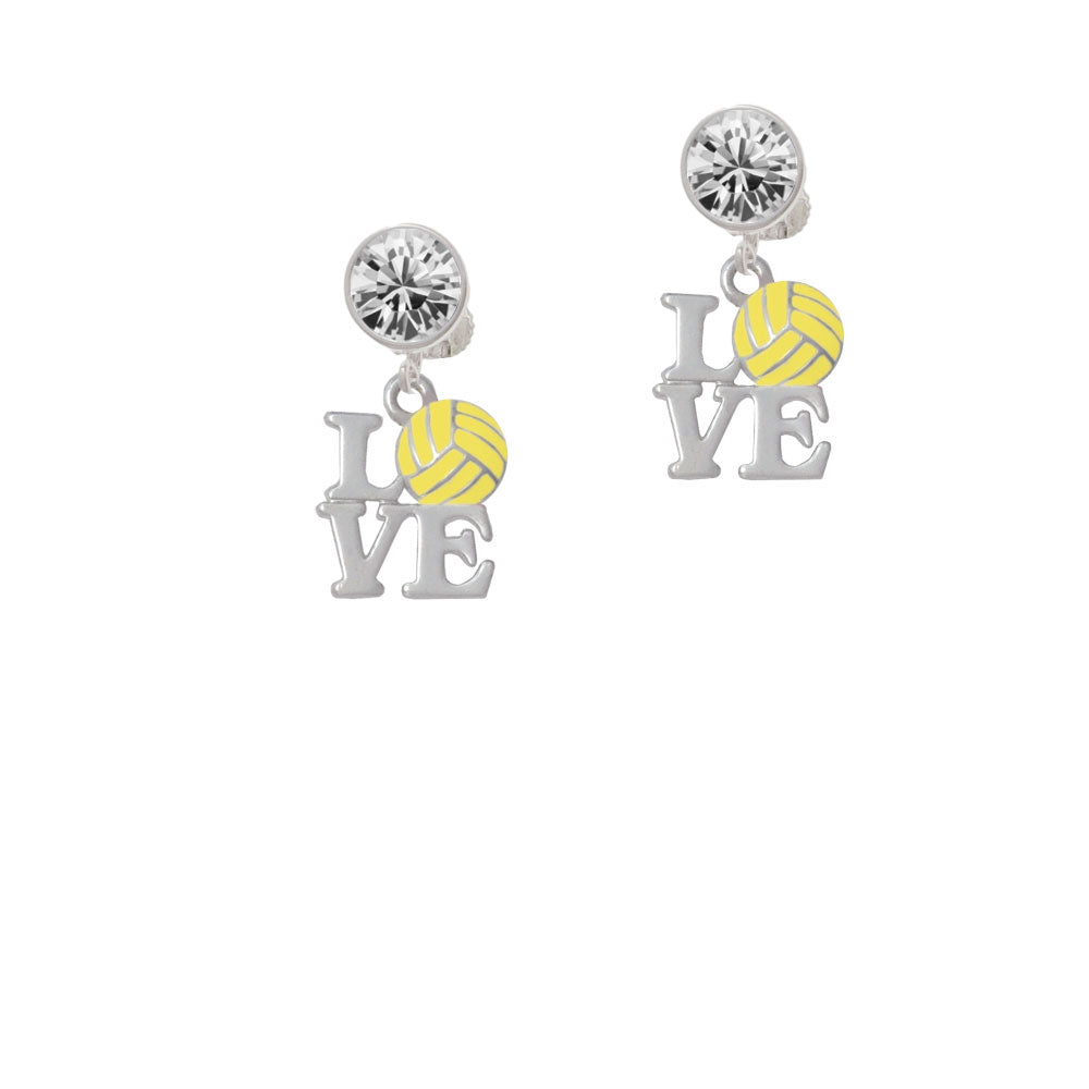 Love with Water Polo Ball Crystal Clip On Earrings Image 2