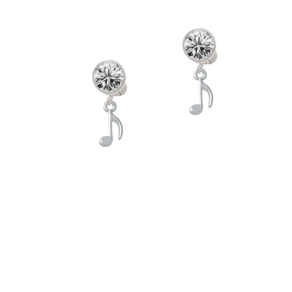 Mini Eighth Note Crystal Clip On Earrings Image 2