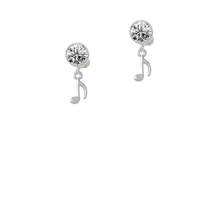 Mini Eighth Note Crystal Clip On Earrings Image 1