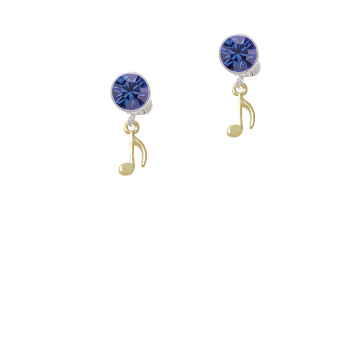 Mini Gold Tone Eighth Note Crystal Clip On Earrings Image 7