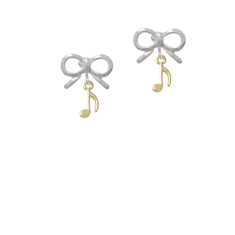 Mini Gold Tone Eighth Note Crystal Clip On Earrings Image 9