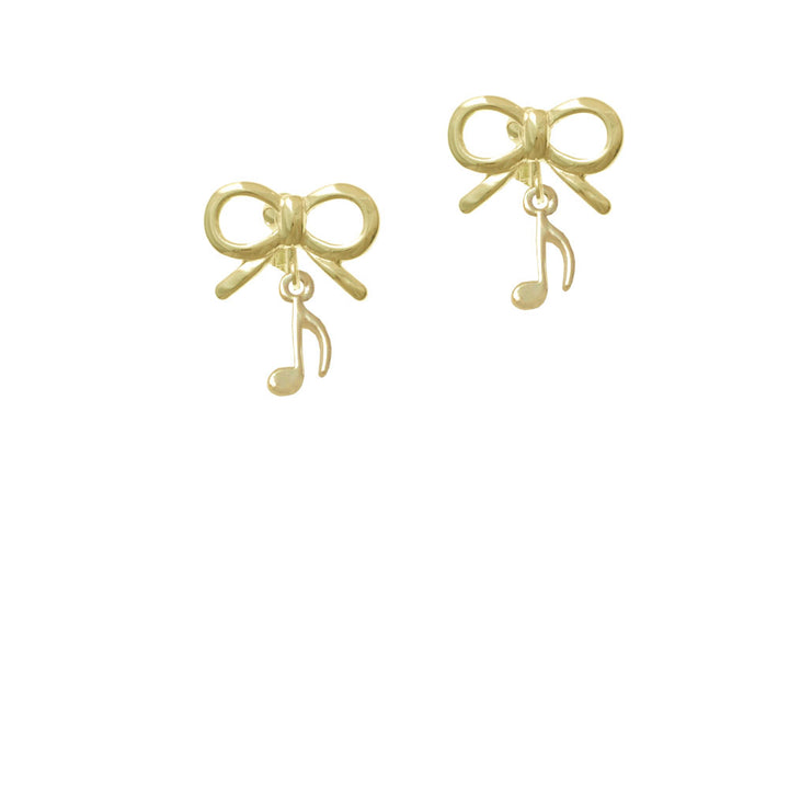 Mini Gold Tone Eighth Note Crystal Clip On Earrings Image 10