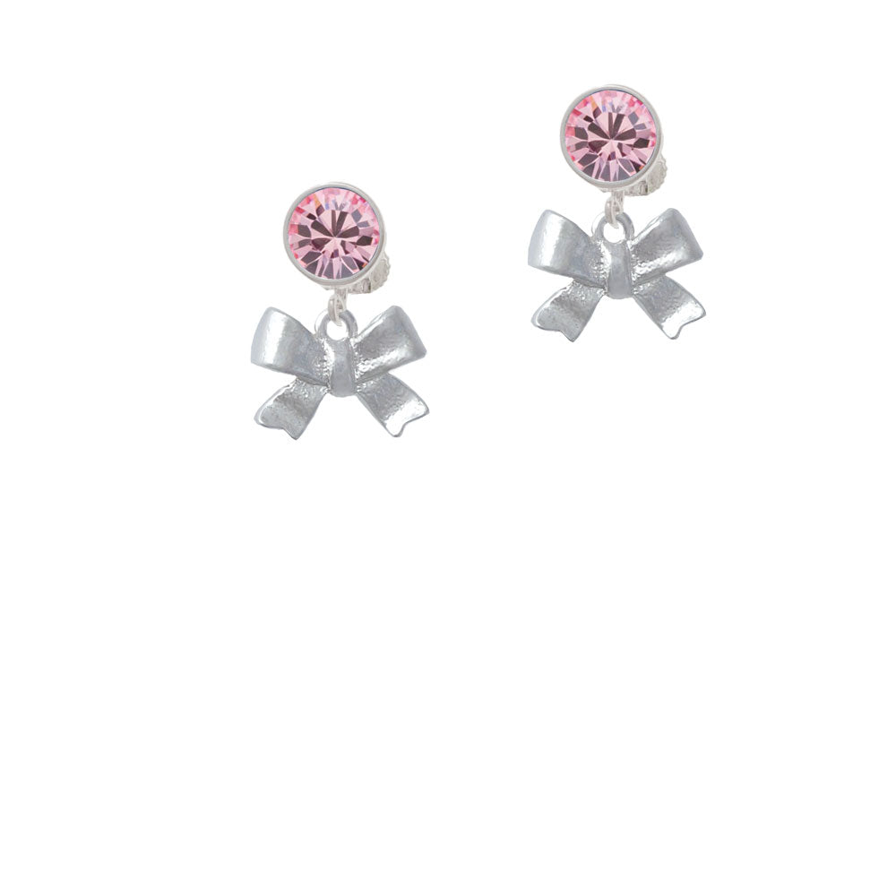 3-D Textured Bow Crystal Clip On Earrings Image 4