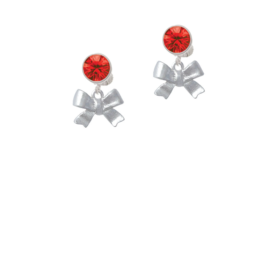 3-D Textured Bow Crystal Clip On Earrings Image 4