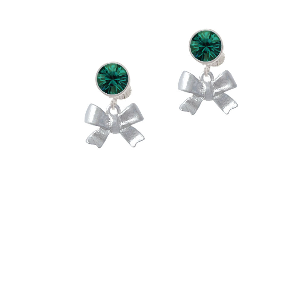 3-D Textured Bow Crystal Clip On Earrings Image 6