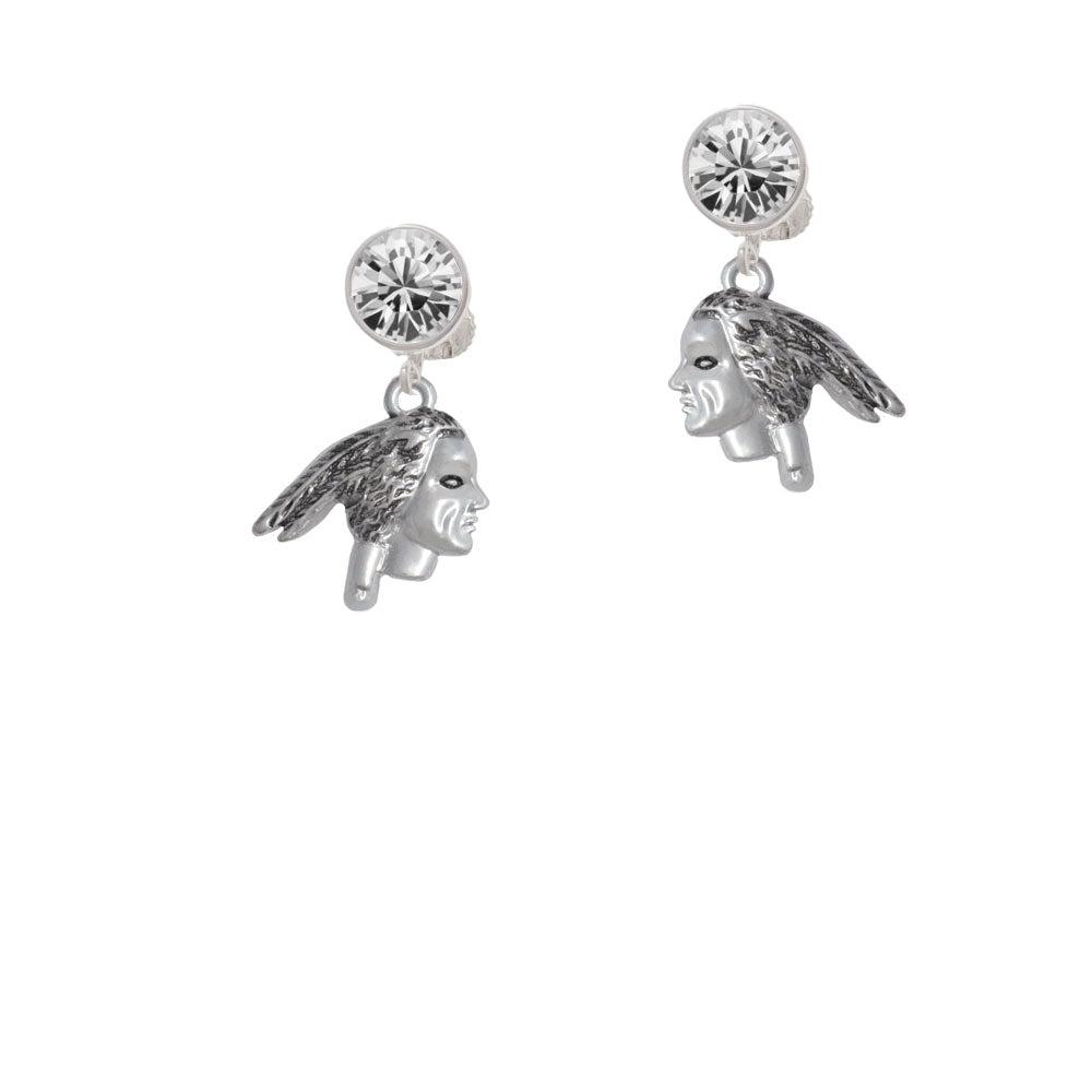 Indian Head Crystal Clip On Earrings Image 2