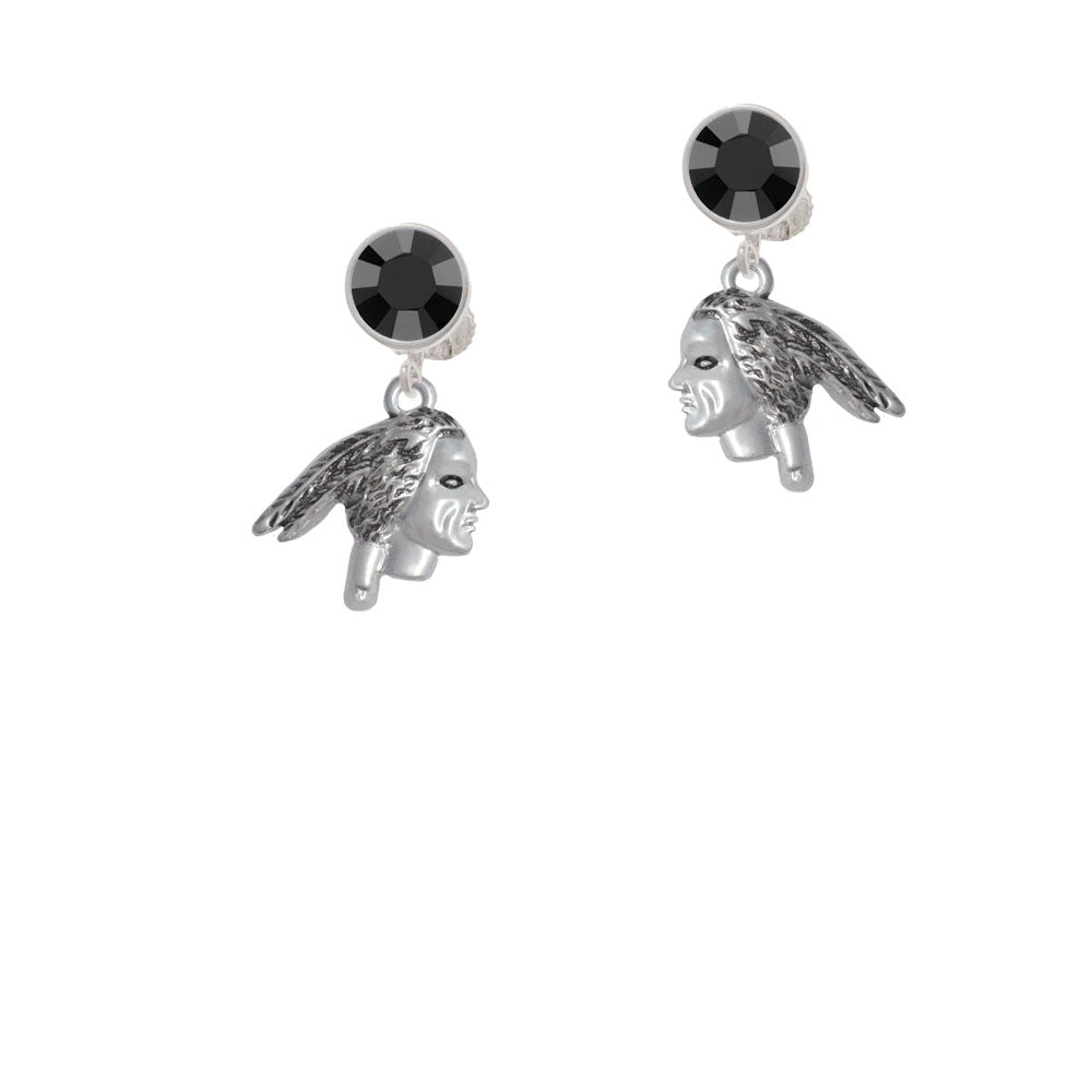 Indian Head Crystal Clip On Earrings Image 3