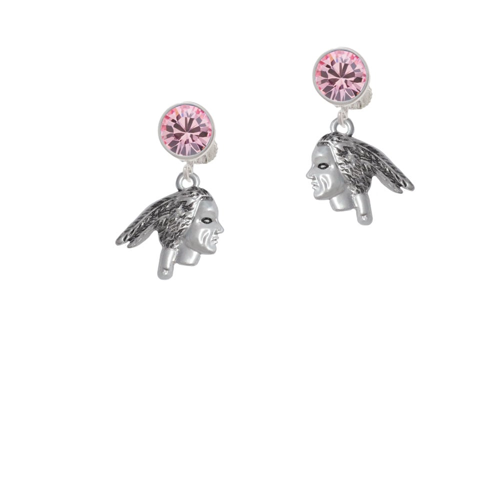 Indian Head Crystal Clip On Earrings Image 1