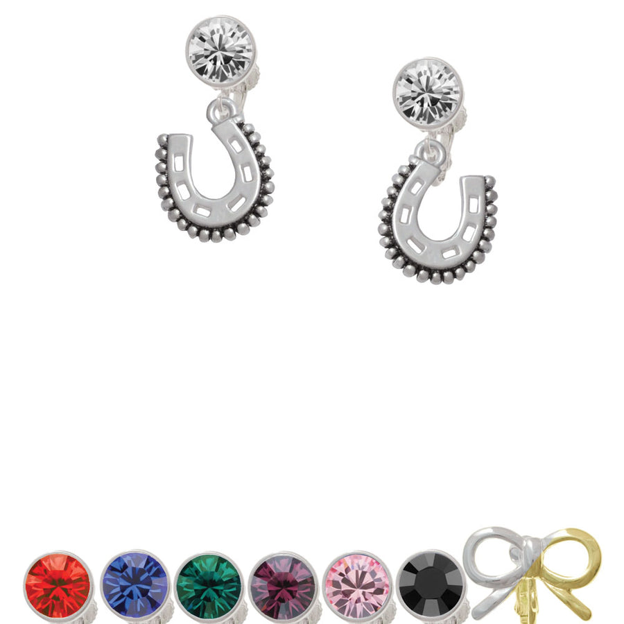 Beaded Horseshoe Crystal Clip On Earrings Image 1