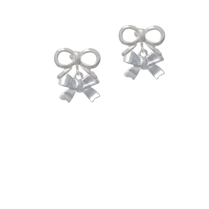 3-D Textured Bow Crystal Clip On Earrings Image 9