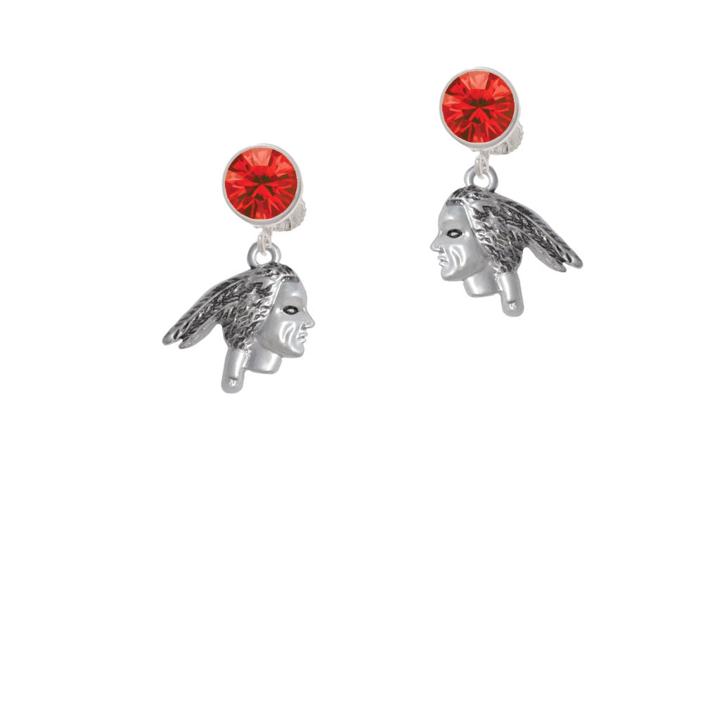 Indian Head Crystal Clip On Earrings Image 1