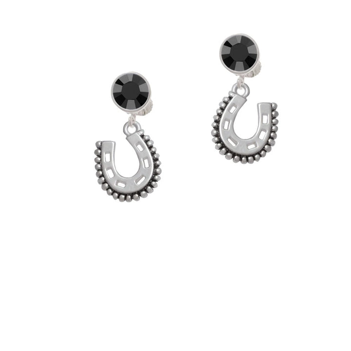 Beaded Horseshoe Crystal Clip On Earrings Image 3