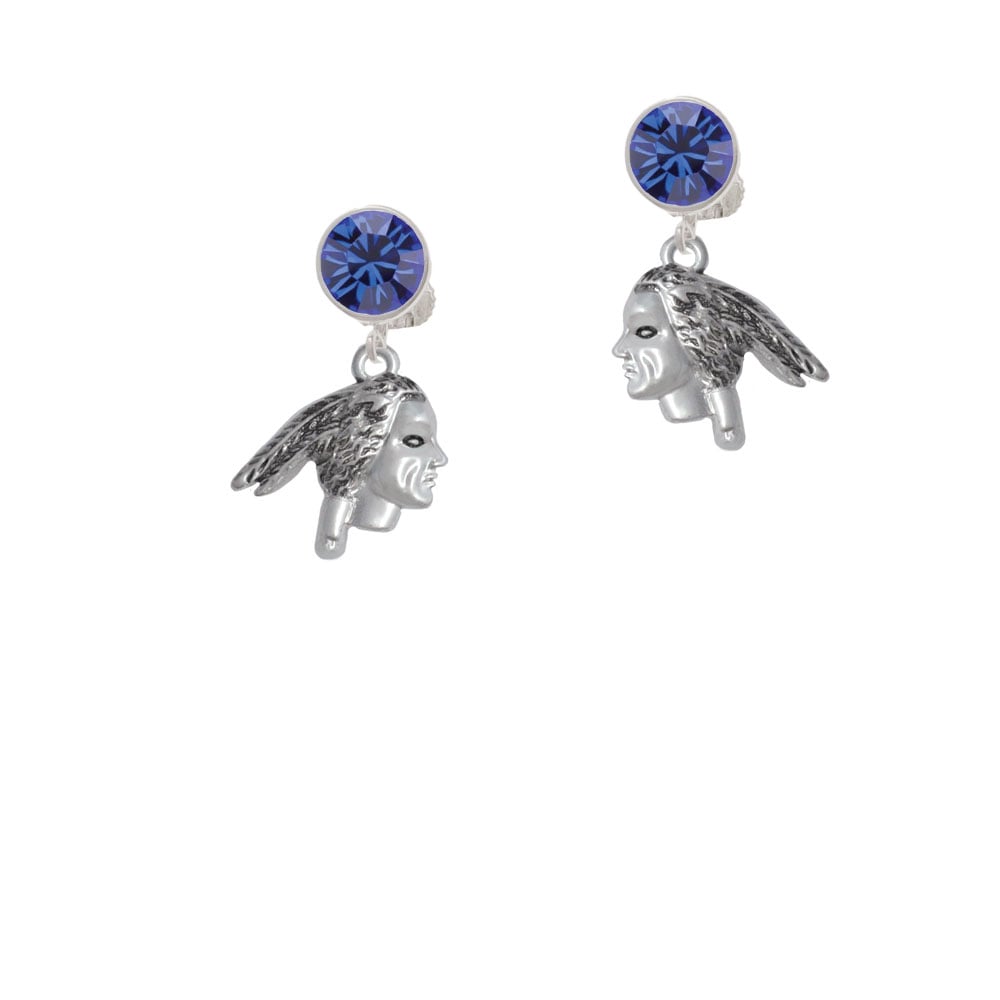 Indian Head Crystal Clip On Earrings Image 1