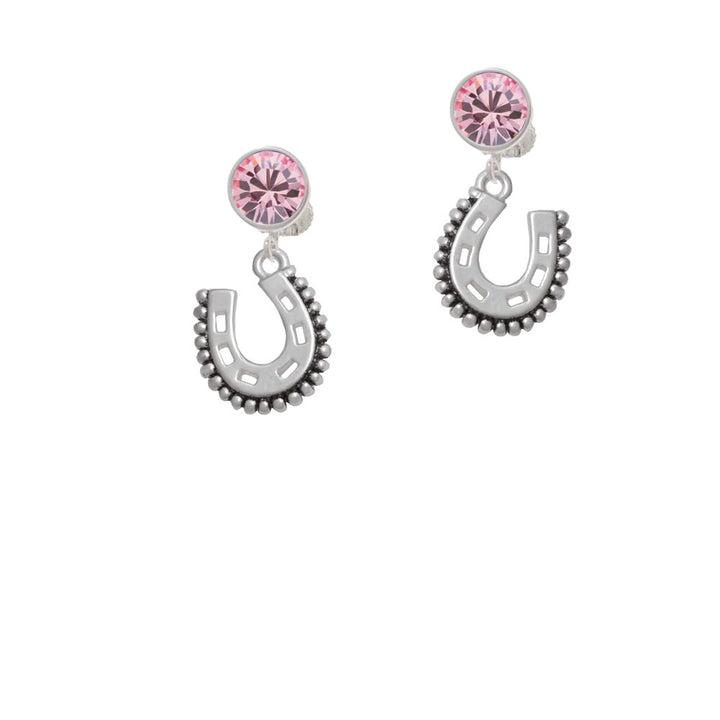 Beaded Horseshoe Crystal Clip On Earrings Image 4