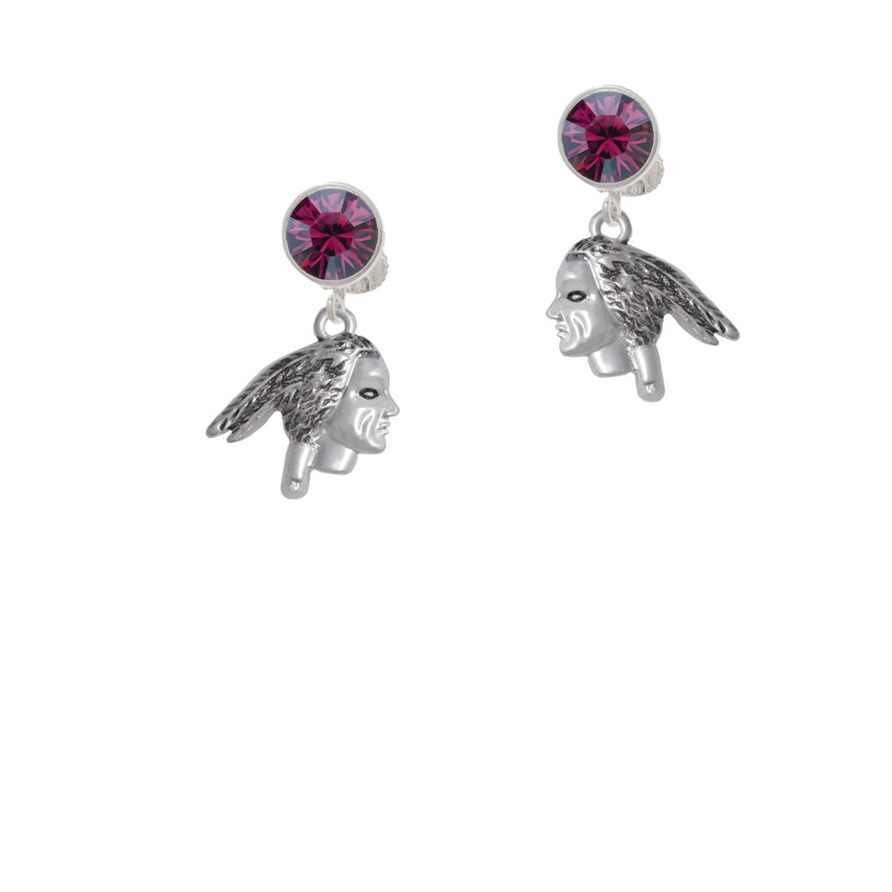 Indian Head Crystal Clip On Earrings Image 8