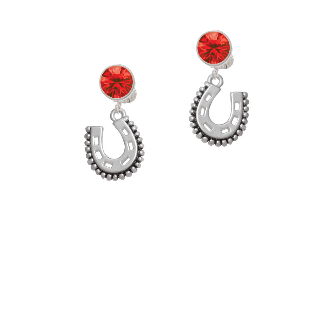 Beaded Horseshoe Crystal Clip On Earrings Image 4