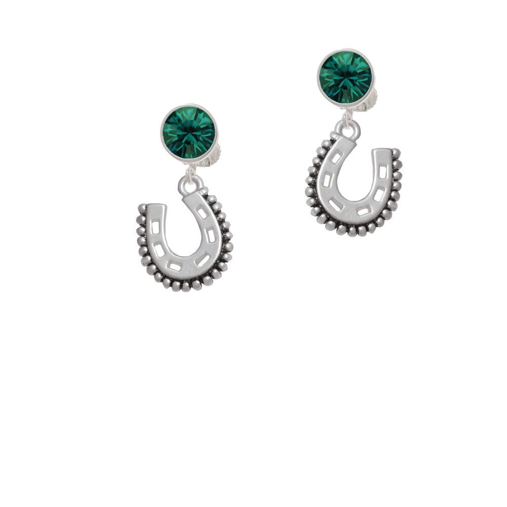 Beaded Horseshoe Crystal Clip On Earrings Image 6