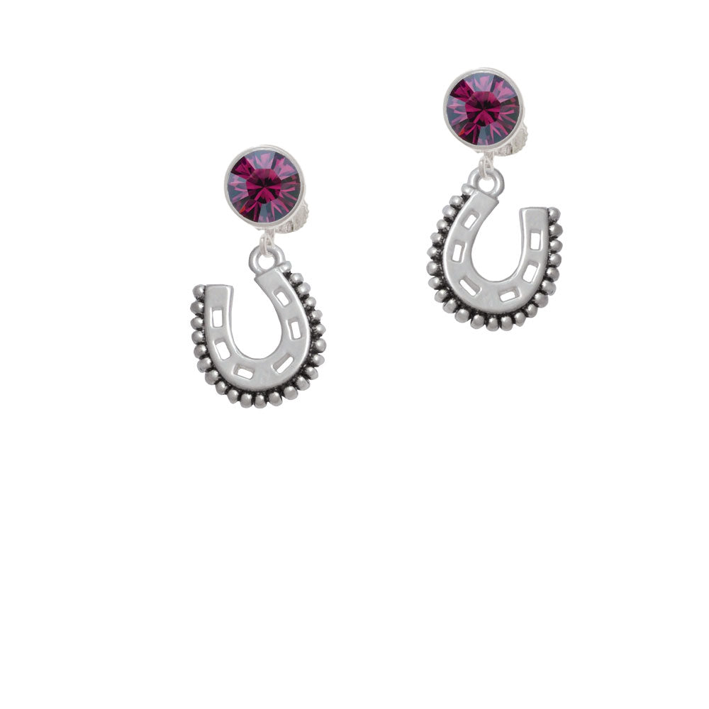 Beaded Horseshoe Crystal Clip On Earrings Image 8