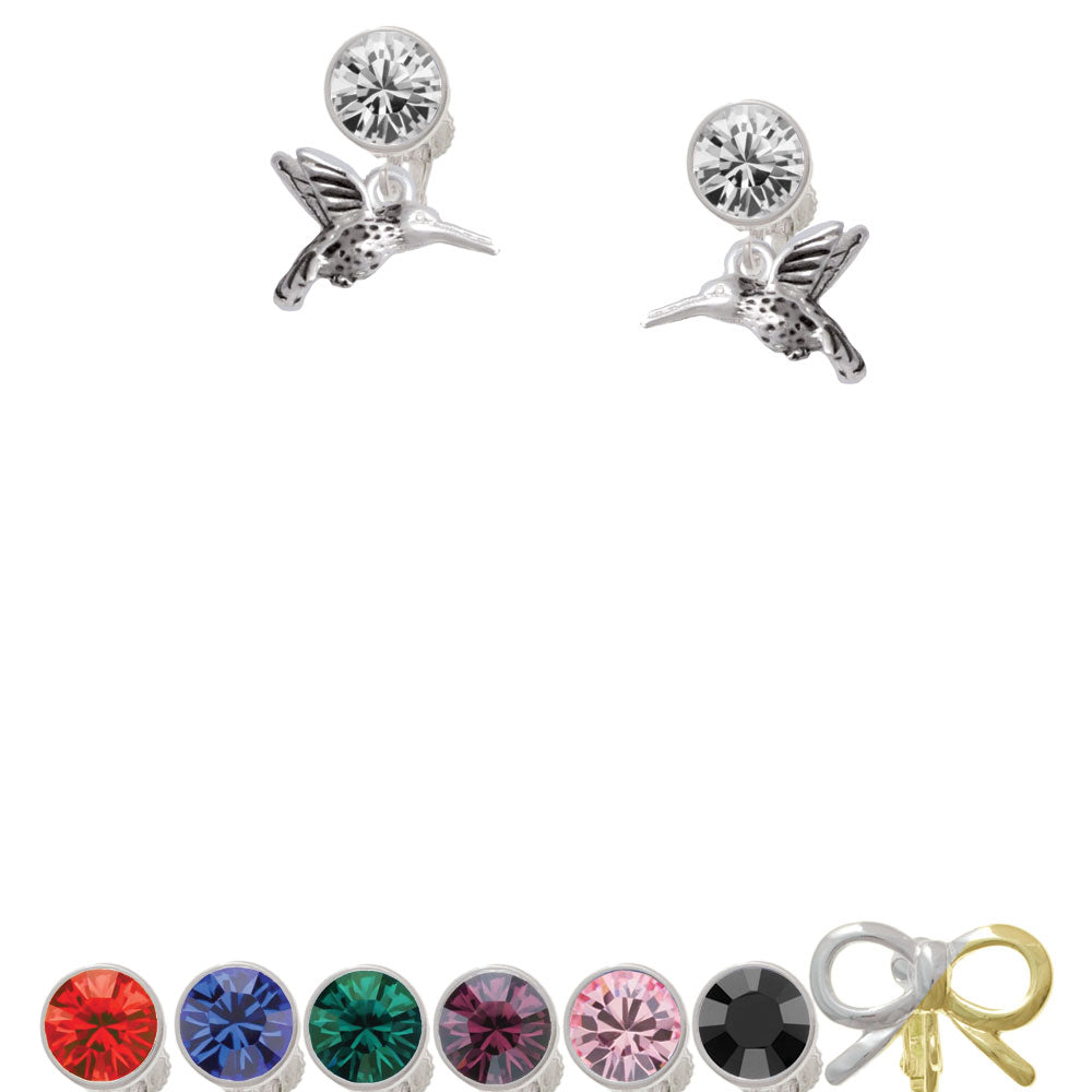 Small 3-D Hummingbird Crystal Clip On Earrings Image 1