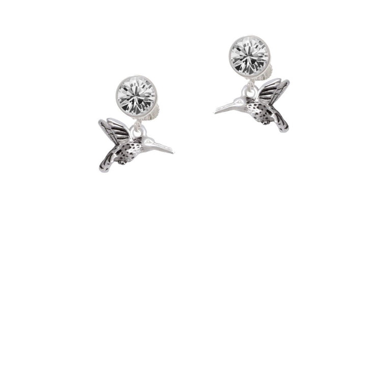 Small 3-D Hummingbird Crystal Clip On Earrings Image 2