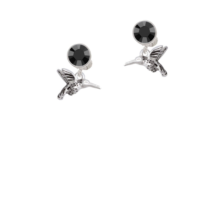 Small 3-D Hummingbird Crystal Clip On Earrings Image 3