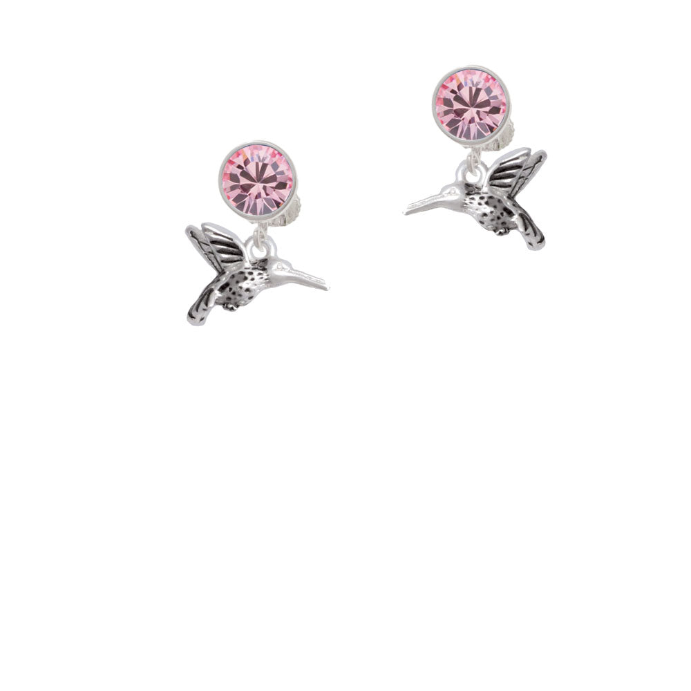 Small 3-D Hummingbird Crystal Clip On Earrings Image 4