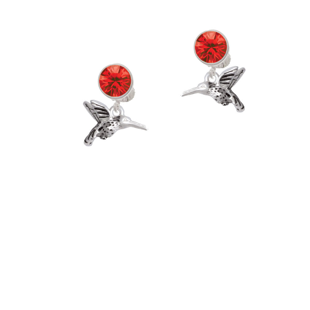 Small 3-D Hummingbird Crystal Clip On Earrings Image 4