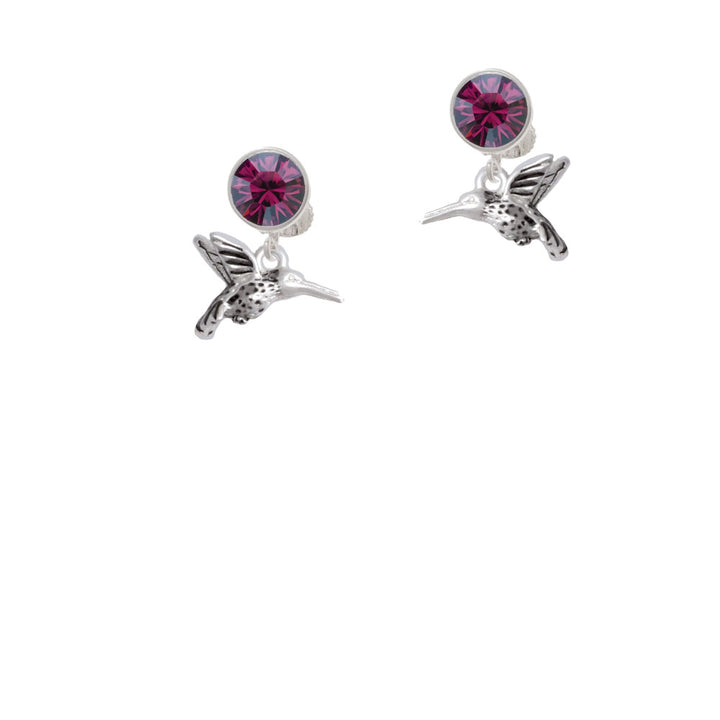 Small 3-D Hummingbird Crystal Clip On Earrings Image 8