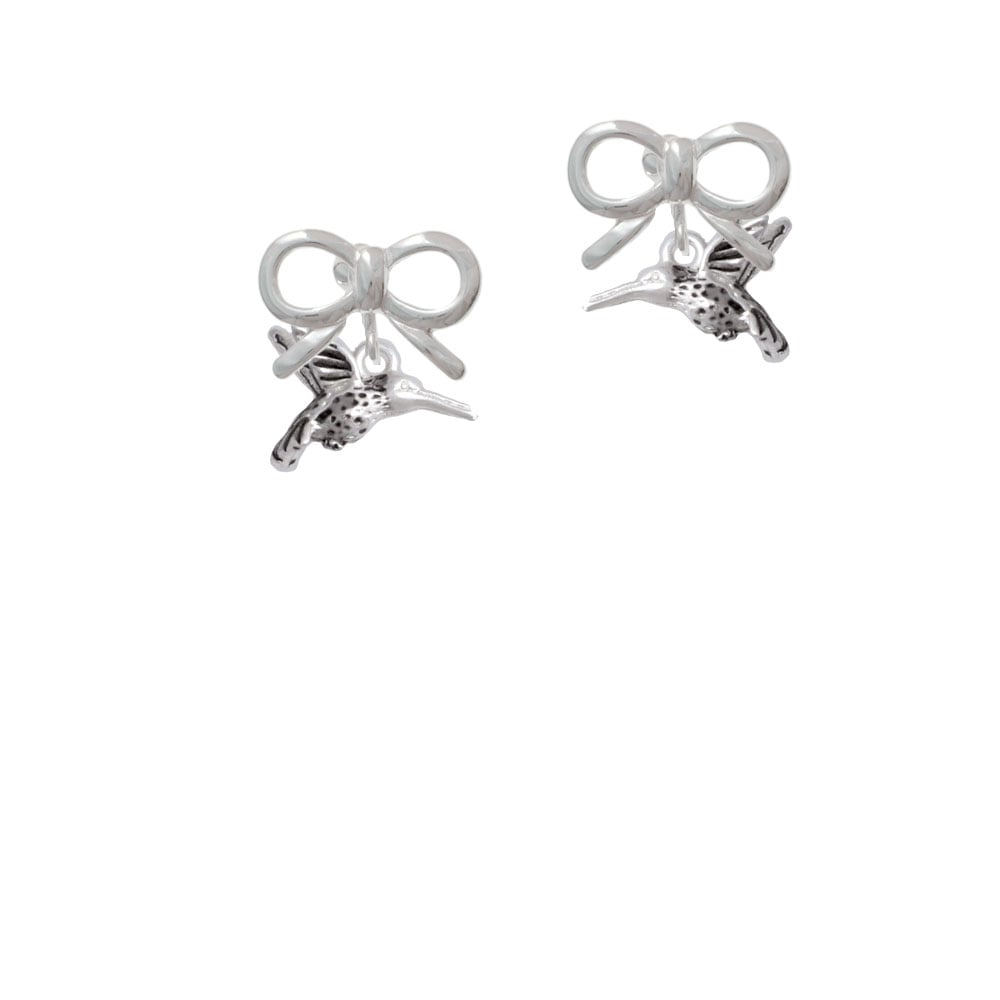 Small 3-D Hummingbird Crystal Clip On Earrings Image 9