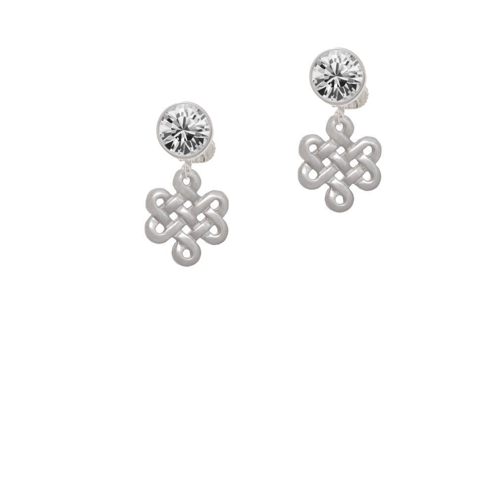 Medium Open Infinity Knot Crystal Clip On Earrings Image 2