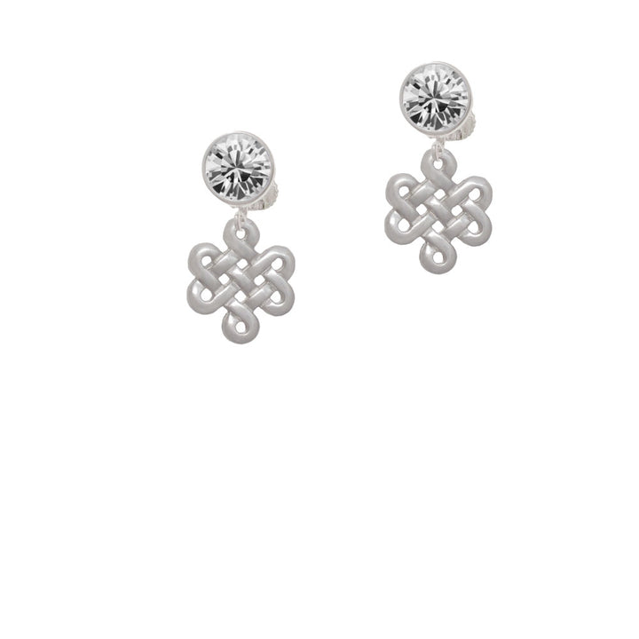 Medium Open Infinity Knot Crystal Clip On Earrings Image 2