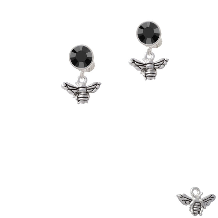 Small 3-D Bee Crystal Clip On Earrings Image 3