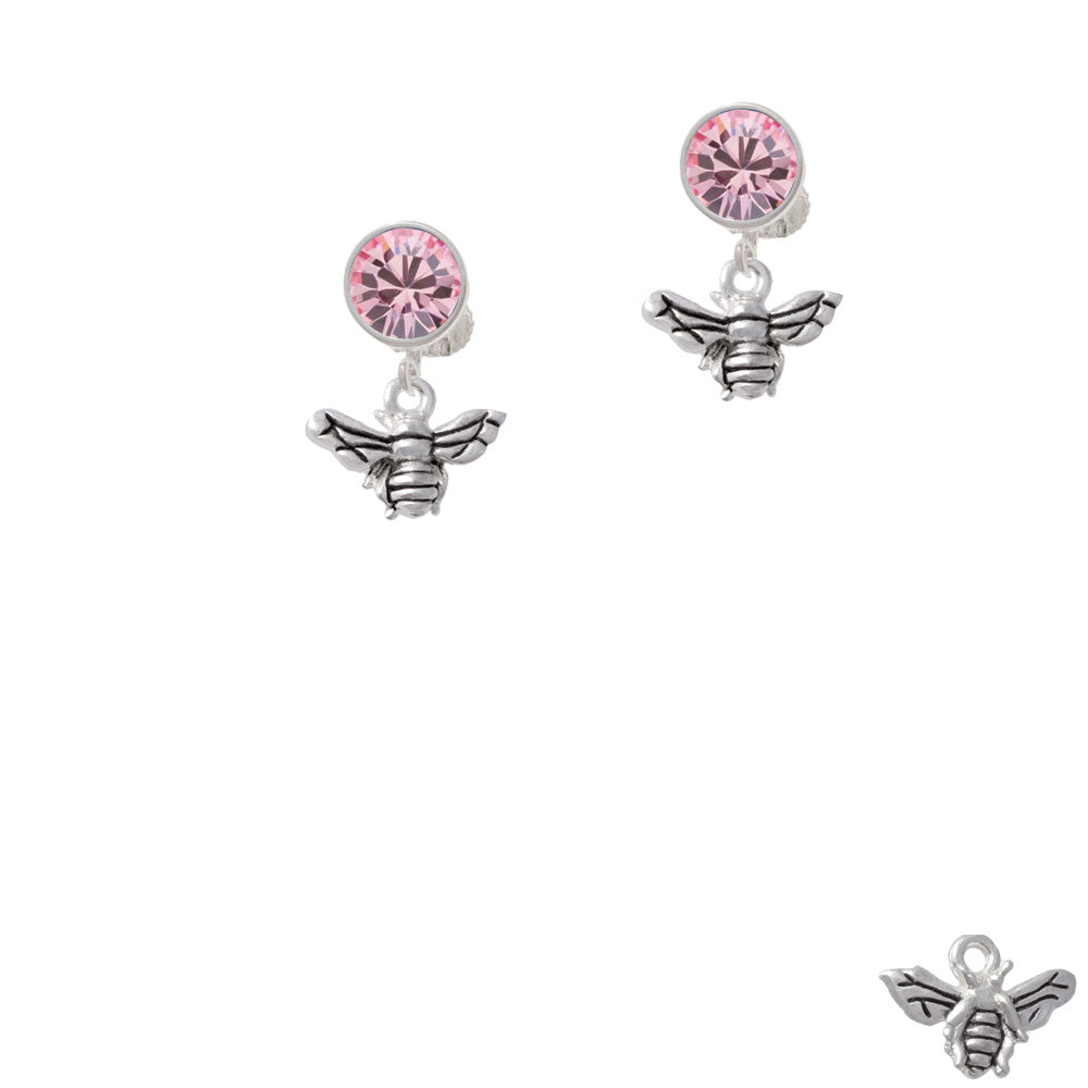 Small 3-D Bee Crystal Clip On Earrings Image 4