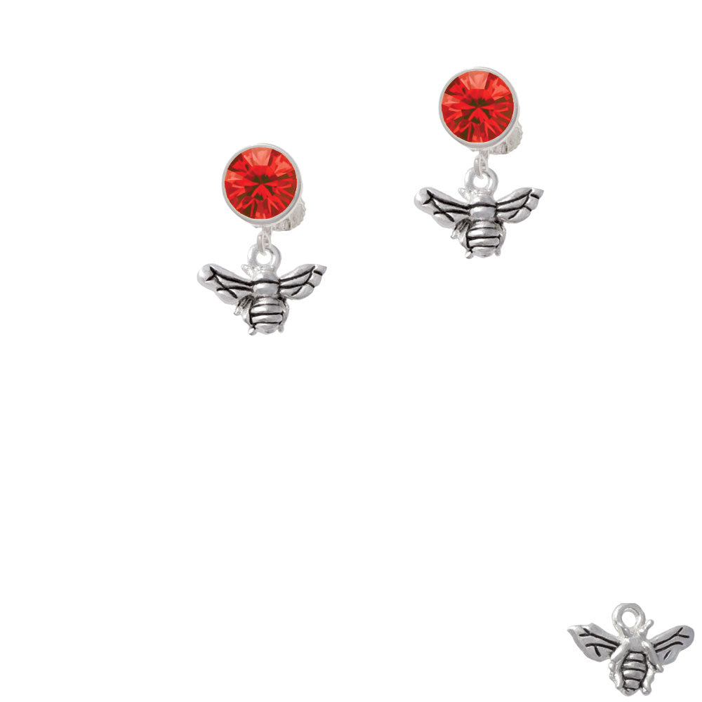 Small 3-D Bee Crystal Clip On Earrings Image 4