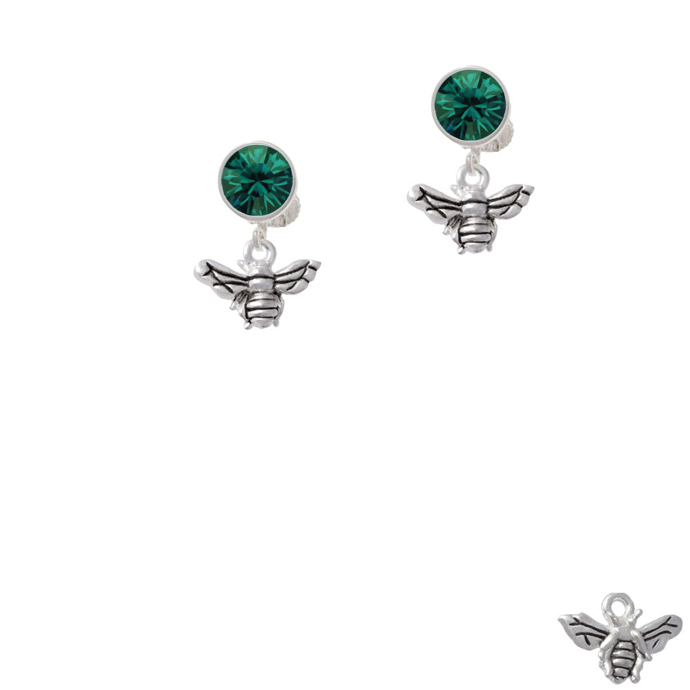 Small 3-D Bee Crystal Clip On Earrings Image 6