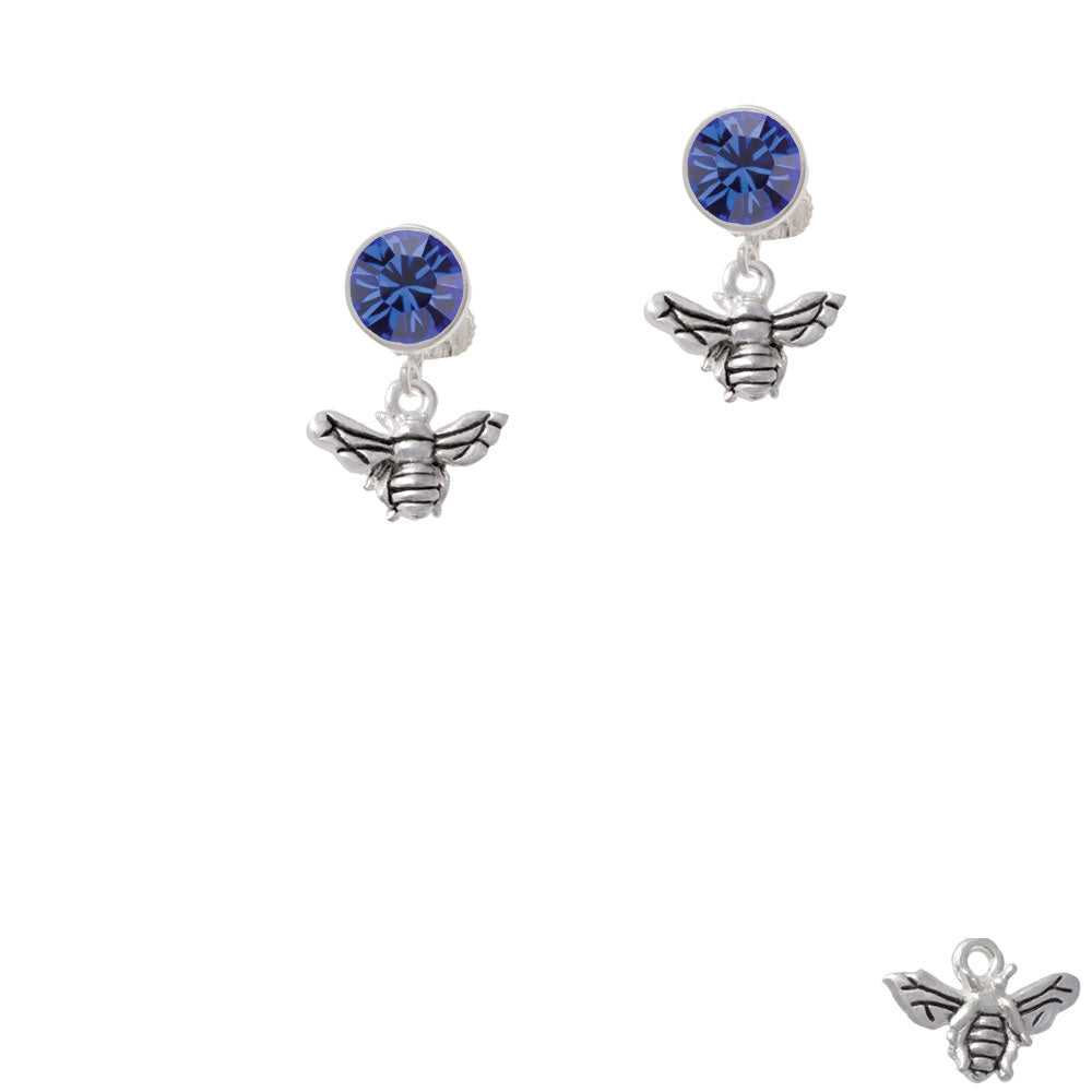 Small 3-D Bee Crystal Clip On Earrings Image 7