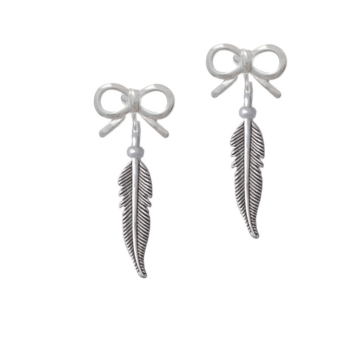 Large 3-D Feather Crystal Clip On Earrings Image 9