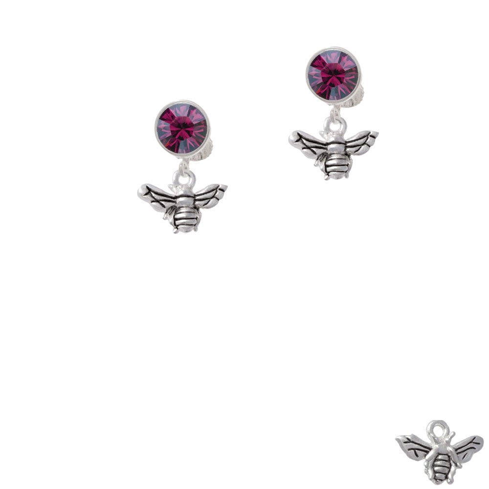 Small 3-D Bee Crystal Clip On Earrings Image 8