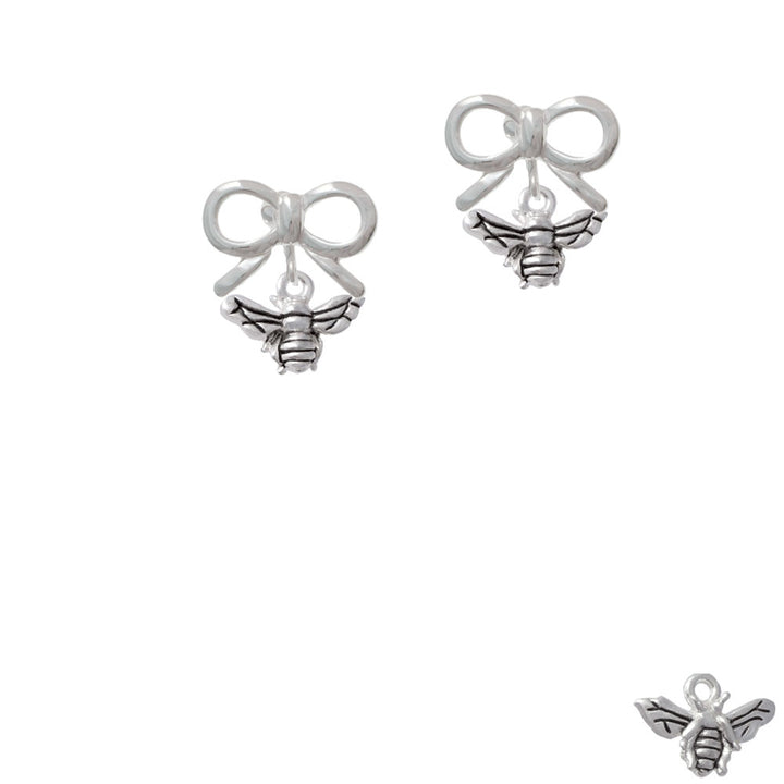 Small 3-D Bee Crystal Clip On Earrings Image 9