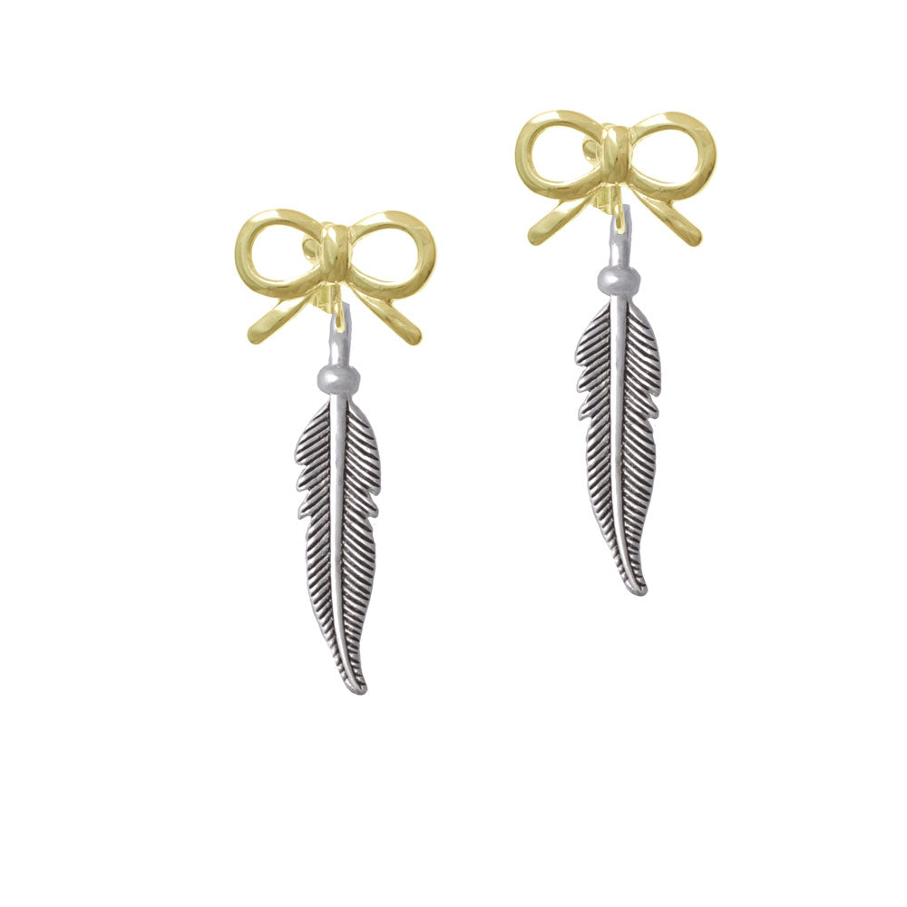 Large 3-D Feather Crystal Clip On Earrings Image 10