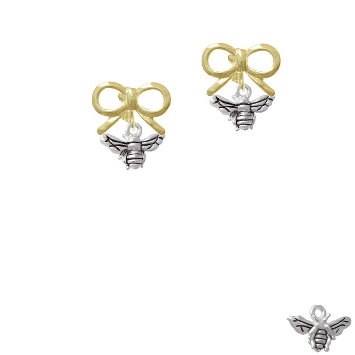 Small 3-D Bee Crystal Clip On Earrings Image 10