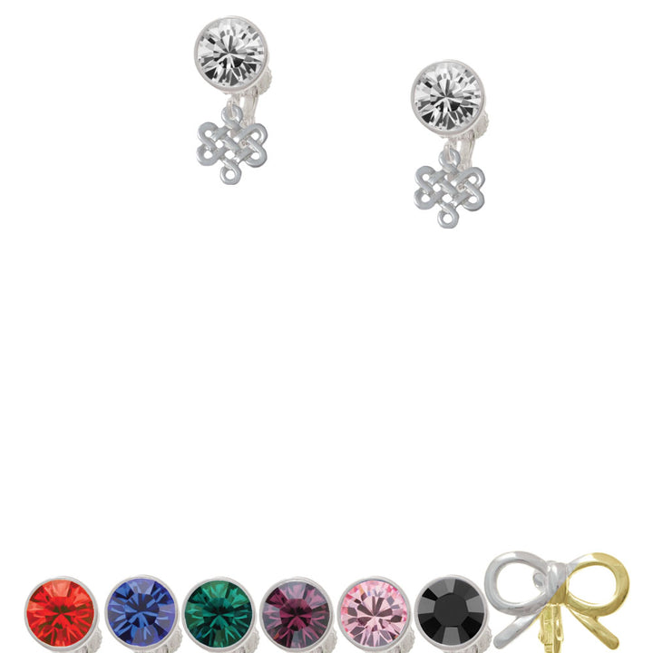 Mini Open Infinity Knot Crystal Clip On Earrings Image 1