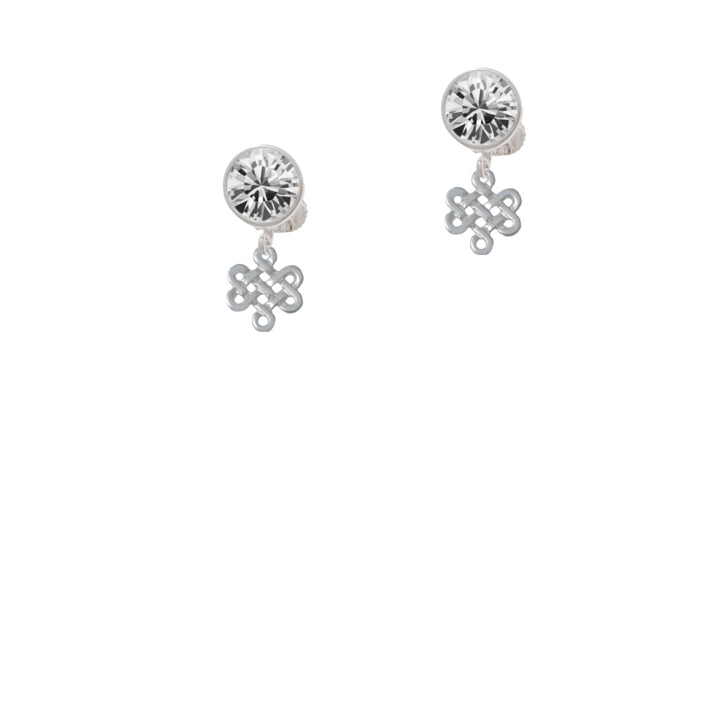 Mini Open Infinity Knot Crystal Clip On Earrings Image 2