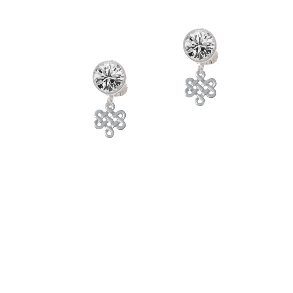 Mini Open Infinity Knot Crystal Clip On Earrings Image 1