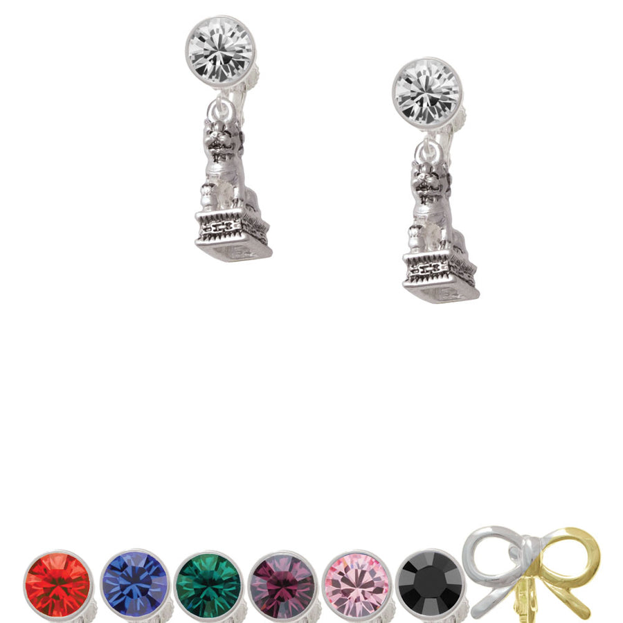 Fu Dog Crystal Clip On Earrings Image 1