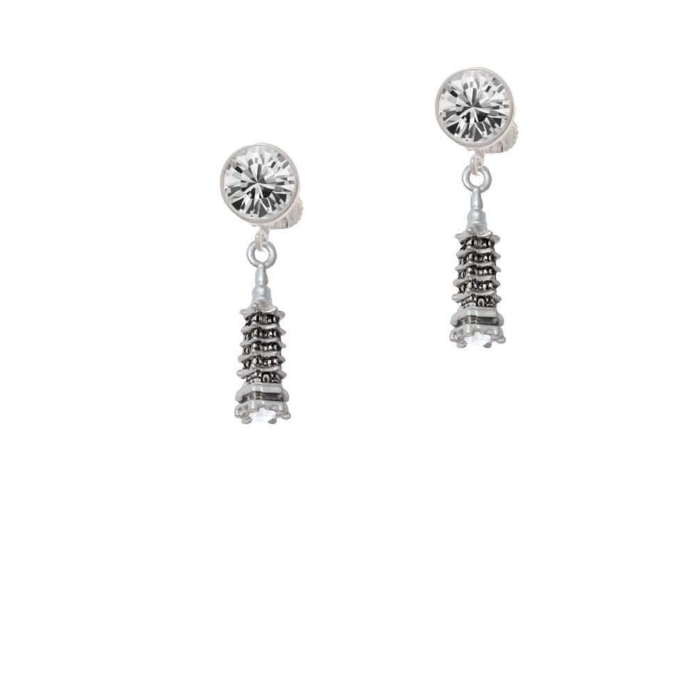 Pagoda with Clear Crystal Crystal Clip On Earrings Image 2