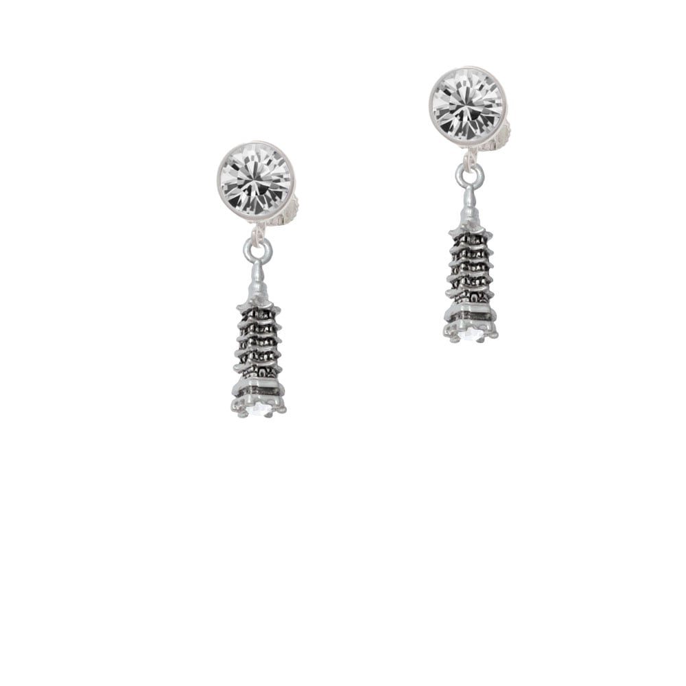 Pagoda with Clear Crystal Crystal Clip On Earrings Image 1