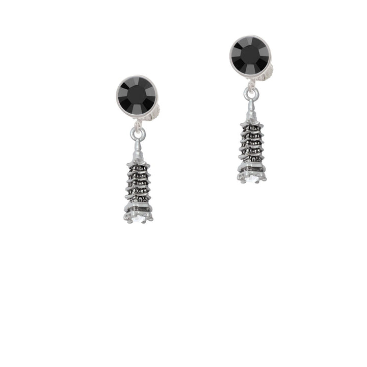 Pagoda with Clear Crystal Crystal Clip On Earrings Image 3