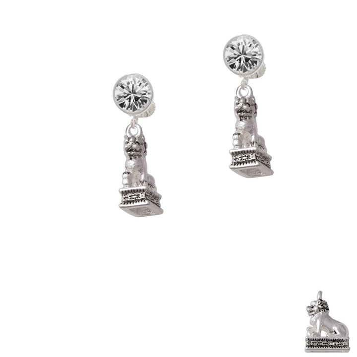 Fu Dog Crystal Clip On Earrings Image 1