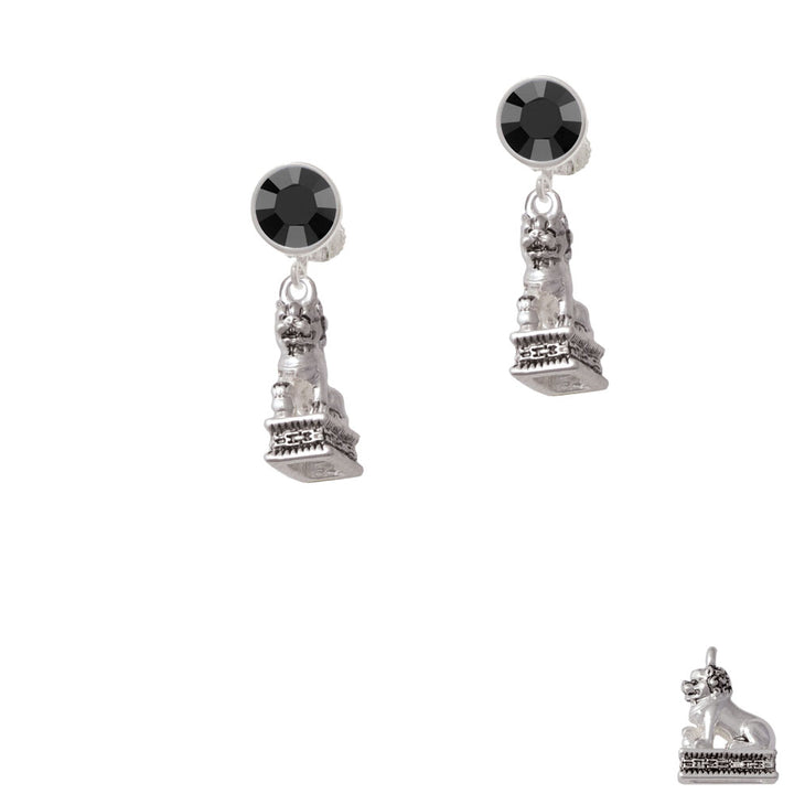 Fu Dog Crystal Clip On Earrings Image 3